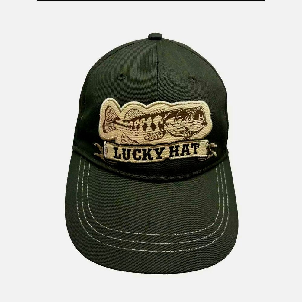 Lucky Hat Bass Green Baseball Cap Adjustable Fish Outdoors Fishing Boating